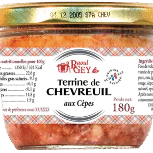 TERRINE DE CHEVREUIL AUX CEPES 180GR