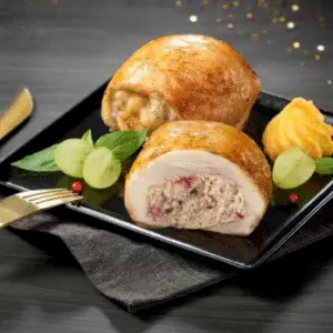 MOELLEUX DE POULET FARCE FORESTIERE AUX CEPES